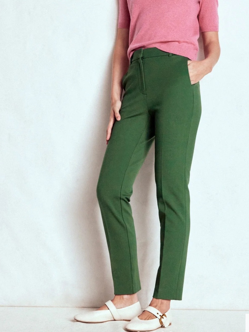 Boden Highgate Ponte Trousers Hunter Green Pants 12R Office Preppy Minimalist
